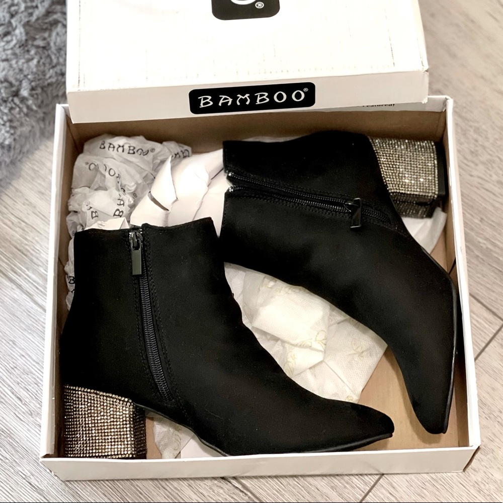 New in box- A Sparkle in your step black Rhinestone Ankle Booties - Picture 4 of 6